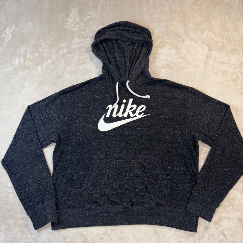 Nike Gym Womens Hoodie Grey Heather Pullover CJ1691-010 Medium